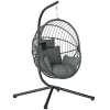 Outsunny Silla Colgante Huevo con Soporte con Cesta Plegable Cojín y Reposacabezas para Interior y Exterior Carga 120 kg Gris