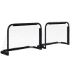HOMCOM Conjunto de 2 Balizas de Futebol Dobráveis Portáteis com Suporte de Metal e Rede para Treino de Futebol 90x36x60 cm Preto