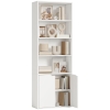HOMCOM Libreria Moderna 4 Ripiani con Armadietto a 2 Ante in Legno, 59x29x180cm Bianca