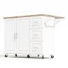 Grande ilha de cozinha móvel,design dobrável, armário multifuncional com 3 gavetas, suporte para toalhas, 137x43/76x92 cm, Branco