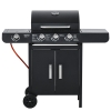 Outsunny gasgrill BBQ met 4 branders metaal zwart 110 x 50 x 100 cm