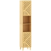 HOMCOM Columna de Baño Estrecha con Puertas y Patas de Bambú Estantes Ajustables Compartimento Abierto 32x30x170 cm Natural
