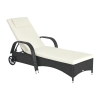 Outsunny Rattan Sun Lounger, Garden Lounger Recliner with Wheels and Adjustable Backrest, Outdoor Reclining Sunbed Garden Chair with Cushion and Headrest for Patio, Beach, Terrace, Black