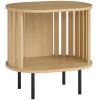 HOMCOM Table d'appoint ovale bout de canapé rangement ouvert pieds en acier design à lattes 50x39x50cm effet bois naturel