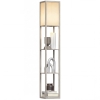 HOMCOM 3-Tier Floor Lamp with Shelves and Storage, Modern Corner Standing Lamp with Lampshade, Reading Light with Foot Switch for Living Room, Bedroom, Home Office, Bulb not Included, Oak
