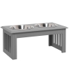 PawHut Honden Voederstation met 2 Roestvrijstalen Bakken, Antislip, 58,4x30,5x25,4cm, Grijs
