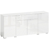 HOMCOM Hochglanz-Sideboard, moderne Kommode mit 4 Türen und verstellbaren Einlegeböden, Soft-Close-Funktion, Weiß