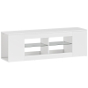 HOMCOM 140 cm TV-Ständer, Fernseh-Kommode, 6 Fächer, 2 Glasregale, Spanplatte, Weiß