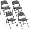 HOMCOM Juego de 4 Sillas Plegables Acolchadas con Respaldo y Estructura de Acero para Salón Comedor Cocina 45x46x78 cm Negro