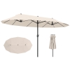 Outsunny Parasol de Jardin Exterieur 4,6 x 2,7 m, Grand Parasol Double Rectangulaire avec Manivelle, Polyester 180 g/m², Crème