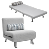 HOMCOM Poltrona Letto Singolo 3 in 1 con Schienale Reclinabile su 5 Livelli, Cuscino Imbottito e Materasso, Divano Letto Singolo Pieghevole per Soggiorno, in Acciaio e Lino, 75x70x75cm, Grigio Chiaro