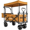 Outsunny 180L Festival Trolley on Wheels, Push & Pull Beach Cart with Removable Canopy, Wide All-Terrain Wheels, Folding Camping Trolley Cart, Adjustable Handle for Garden Fishing Shopping, Orange