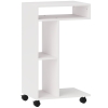 HOMCOM Tavolino da Soggiorno con Rotelle e Mensola Aperta, a Forma di C in Legno, 40x30x69 cm, Bianco