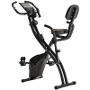 HOMCOM Heimtrainer 2-in-1 Fahrradtrainer mit LCD-Display Pulsmesser verstellbar Sitz Räder, klappbarer Hometrainer Trimmrad mit 8 stufig Magnetwiderstand, Spannseil, Stahl