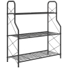 Outsunny Soporte para Plantas de 3 Niveles Estantería Metálica Resistente para Interior y Exterior 69x28,5x78 cm Negro