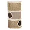 PawHut Tonel Rascador para Gatos con 3 Niveles Barril de Rascado con Plataforma Cama Cómoda Ø37,5x70 cm Caqui y Café