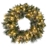 HOMCOM Kerstkrans met LED-Verlichting, Rode Bessen, Realistische Uitstraling, Ø60 x 10 cm, Groen