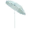 Outsunny Sombrilla de Playa Ø180 cm con Techo Inclinable y Poste de Metal Protección Solar para Jardín Terraza Exterior Rayas Verde y Blanco