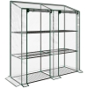 Outsunny Mini-Gewächshaus, 3 Etagen, 6 Drahtregale, 2 Öffnungen, Kunststoff-Plane, Transparent