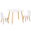 HOMCOM 3-teiliges Kindertisch-Set bogenförmige Kindersitzgruppe Tisch mit 2 Stühlen MDF Tischbeine aus Kiefernholz Weiß+Naturholz 56 x 56 x 50 cm