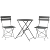 Outsunny Ensemble de Bistrot Jardin 3 Pièces Table et 2 Chaises Pliantes avec Double Protection Anti-Rouille Métal Gris