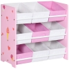ZONEKIZ Estante para Brinquedos com 9 Caixas de Tecido não Tecido Amovíveis Organizador de Brinquedos 63x30x60 cm Rosa
