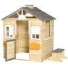 Outsunny Casa de Jardim de Madeira para Crianças de 3-7 Anos com Janelas 2 Floreiras e 1 Banco 113x94x134,5 cm Madeira