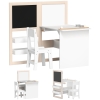 AIYAPLAY Mesa Infantil con Silla y Caballete Plegable Mesa para Niños de +3 Años con Estantes y Rollo de Papel Blanco