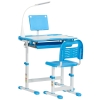 HOMCOM Kids Study Desk and Chair Set w/ Adjustable Height, Storage, Drawer, Blue