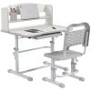 ZONEKIZ Conjunto de Secretária e Cadeira para Crianças com Altura Ajustável e Ângulo da Mesa Ajustável 80x54,5x82-104 cm Cinza e Branco