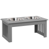 PawHut Honden Voederstation met 2 Roestvrijstalen Bakken, Antislip, 58,4x30,5x25,4cm, Grijs