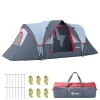 Outsunny Tente de camping familiale 5 pers. - tente tunelle ventilée facile à monter - grande porte + 2 fenêtres - 4,55L x 2,2l x 1,8H m fibre verre polyester oxford gris