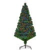HOMCOM Sapin de Noël Artificiel Lumineux 150H cm Fibre Optique Multicolore + Support Pied 180 Branches étoile Sommet Brillante Vert