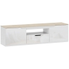HOMCOM Tv-meubel hoogglans, voor tv's tot 65 inch, 3 vakken, lade, 160 x 38 x 43 cm, naturel hout