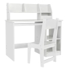 ZONEKIZ Bureau enfant avec chaise ergonomique avec clavier coulissant tiroir niches et étagères ouvertes 90 x 45 x 90 cm blanc