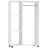 HOMCOM Kleiderschrank auf Rollen, mobile Garderobe, Garderobenschrank, Rollbarer Kleiderständer, 80 x 40 x 128 cm, Weiß