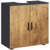 kleankin Mobile Sottolavabo Bagno per Piedistallo con Armadietto 2 Ante, 60x30x60cm, Rovere