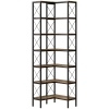 HOMCOM 6-stufiges L-förmiges Bücherregal, freistehendes Eckregal mit Metallrahmen, rustikal braun, 60 x 60 x 200 cm