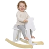 HOMCOM Cheval à Bascule en Bois - Jeu à Bascule Avec Poignées, Repose-Pied et Butées - MDF Contreplaqué Blanc et Bois Naturel