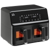 HOMCOM Freidora sin Aceite Doble 8L 2500W 8 Programas Pantalla LED Táctil Temperatura Ajustable 80-200℃ 38,5x38x30,5 cm Negro