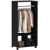HOMCOM Armoire penderie étagère 2 niches 4 roulettes pivotantes dim. 60L x 40l x 128H cm Noir