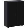 kleankin Mobiletto Bagno 2 Ante in Legno con 3 Ripiani e Chiusura Ammortizzata, 60x30x82cm, Nero Lucido