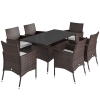 Outsunny 7 tlg. Polyrattan Gartenmöbel Rattan Gartenset Sitzgruppe Garnitur Essgruppe inkl. Kissen 6 Personen Braun+Creamweiß 150 x 80 x 74 cm