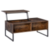 HOMCOM Couchtisch Wohnzimmertisch Kaffeetisch mit Höhenverstellbarer Platte Spanplatte Braun 100 x 60 x 44 cm