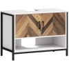 HOMCOM Mueble bajo Lavabo con 2 Puertas y Compartimento Abierto para Lavabo con o sin Pedestal 80x40x60 cm Crema y Nogal