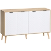 HOMCOM Buffet bas meuble de rangement 2 placards 4 portes motif chevrons étagères réglables 120 x 35 x 77,4 cm blanc