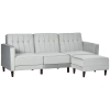 HOMCOM Divano Letto 3 Posti con Poggiapiedi e Schienale Reclinabile, Rivestimento Velluto e Seduta Imbottita, 218x85x86 cm, Grigio Chiaro
