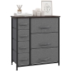 HOMCOM Commode 7 tiroirs en tissu, chiffonnier, meuble de rangement moderne, cadre en acier, commode chambre, salon, entrée, 63,5 x 30 x 71 cm, gris foncé