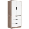 HOMCOM Armoire 2 portes, armoire moderne avec 3 tiroirs et tringle de suspension pour chambre à coucher, marron
