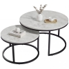 HOMCOM Lot de 2 tables basses gigognes empilable design industriel pieds en métal gris